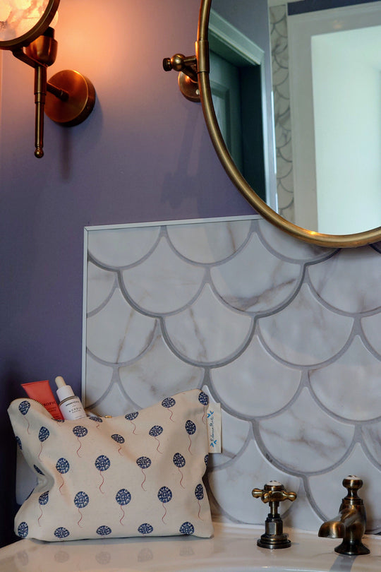 Organic Wash Bag -  Machair Floret Blue