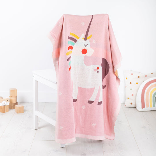 Unicorn Cotton Knit Baby Blanket