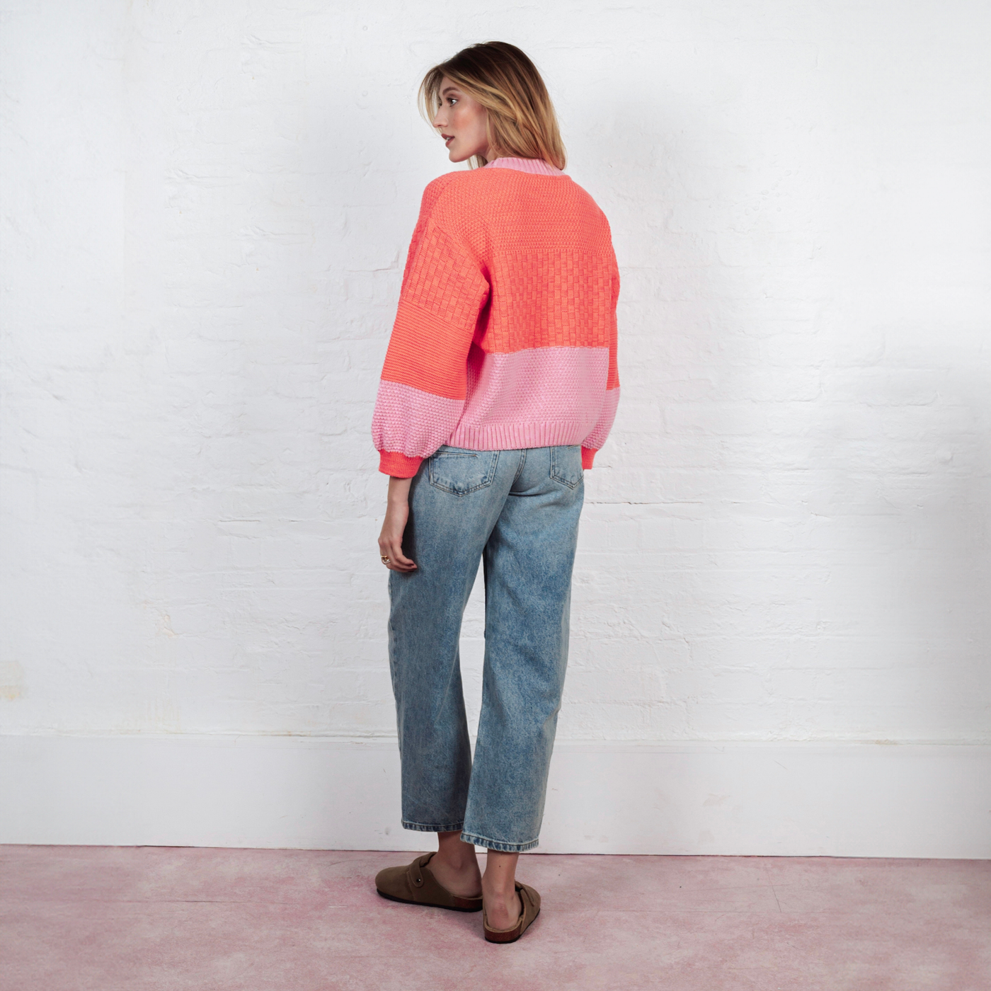 Taz Recycled Cotton Mix Two Tone Jumper - Pink