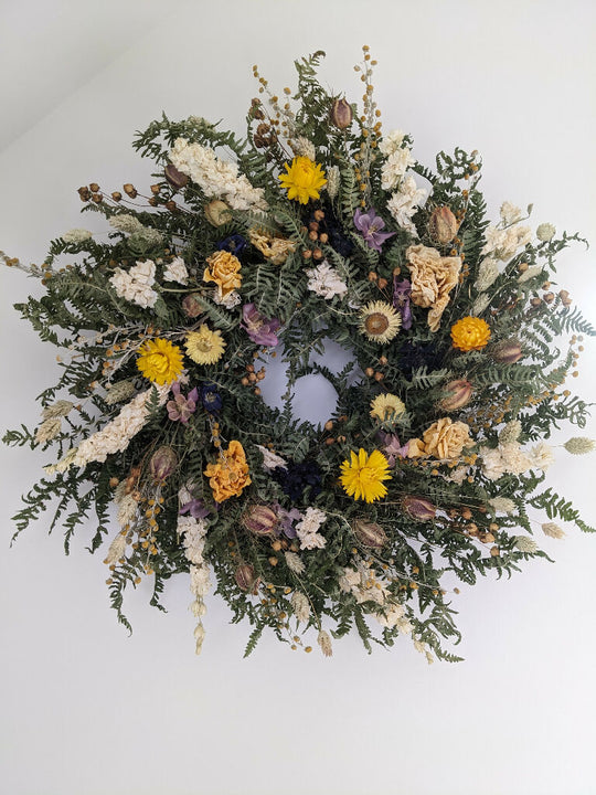Handcrafted Everlasting Wreath From Naturally Dried Flowers