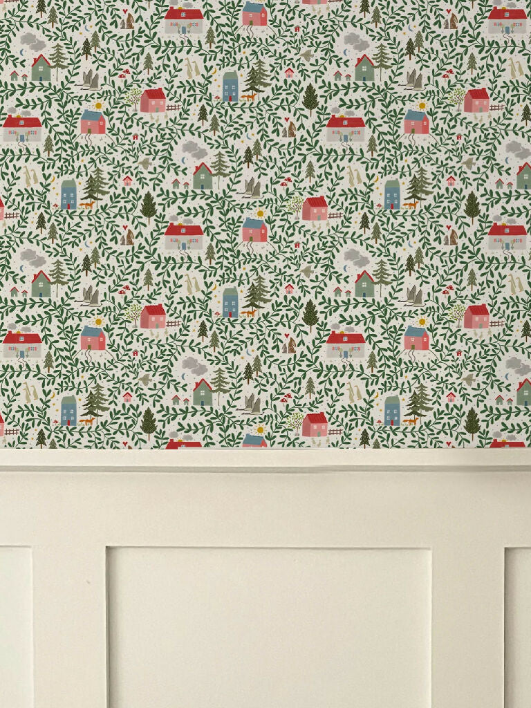 English Country Cottages Luxury Children's Wallpaper