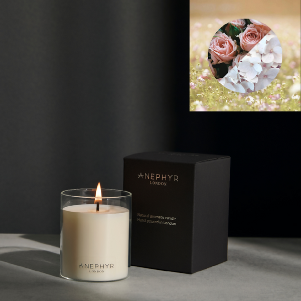 essential oil aromatherapy candle in glass jar with luxury gift box rose floral non-toxic natural candle Anephyr