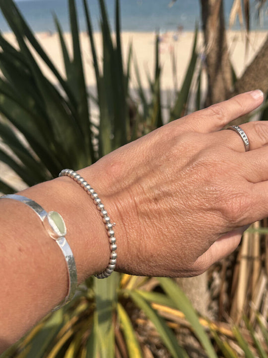 Aqua Green Seaglass cuff bracelet