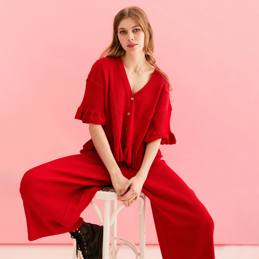 Marlow Cardigan and Martha Trouser_Red_S5