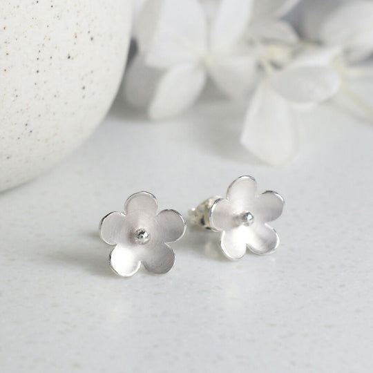 Silver blossom stud earrings
