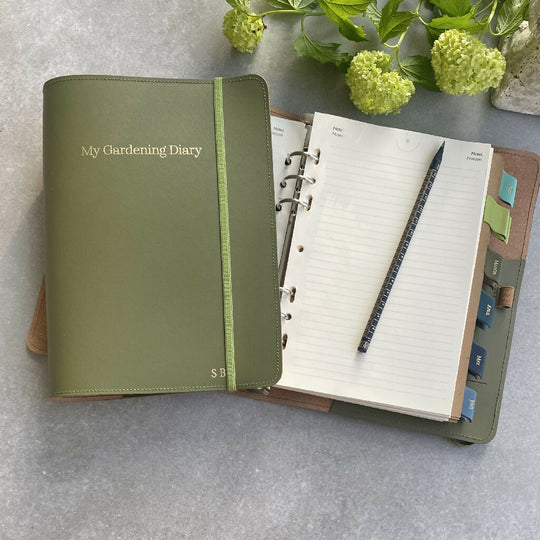 Recycled Leather Personalised Garden Diary