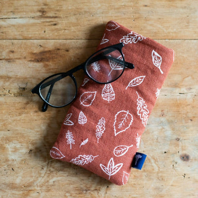 Leaf Glasses Case Pure Linen