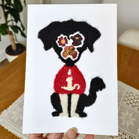 Hand Embroidered Black Labrador Art