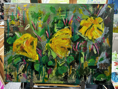 “Evening Primrose” - Original Art Piece Acrylic, Mixed Media