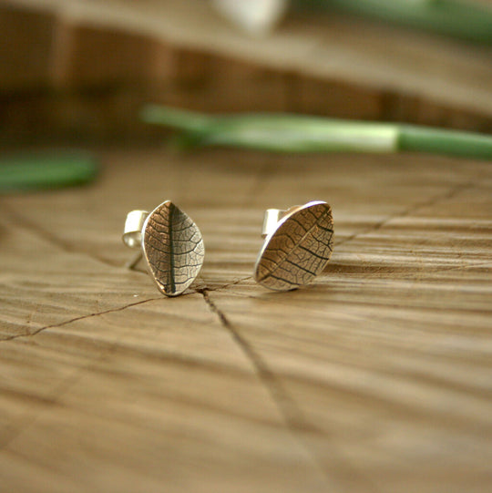 Sterling Silver Leaf Stud Earrings