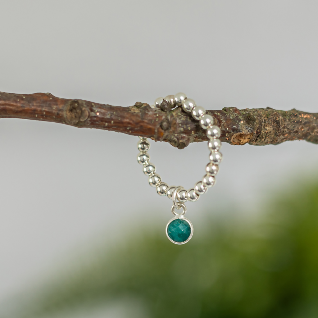 Emerald Sterling Silver Birthstone Ring