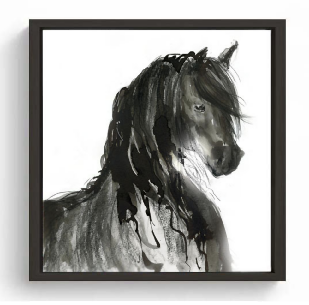 Limited Edition Hand Embellished Canvas Print Nero the Friesian Horse