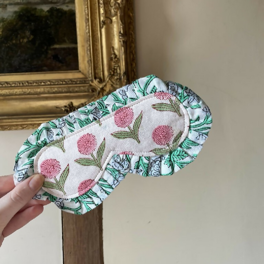 Pink Block Print Eye Mask