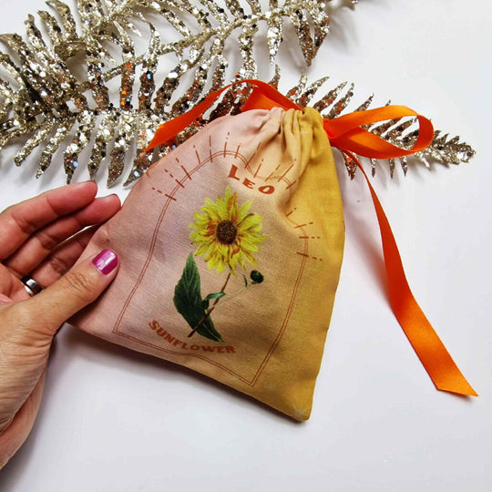Leo Sunflower Birth Flower Gift Pouch in Yellow