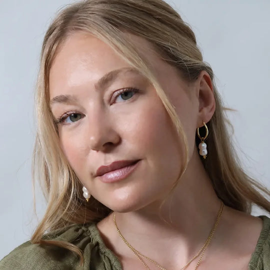 Baroque Pearl Hoop Earrings