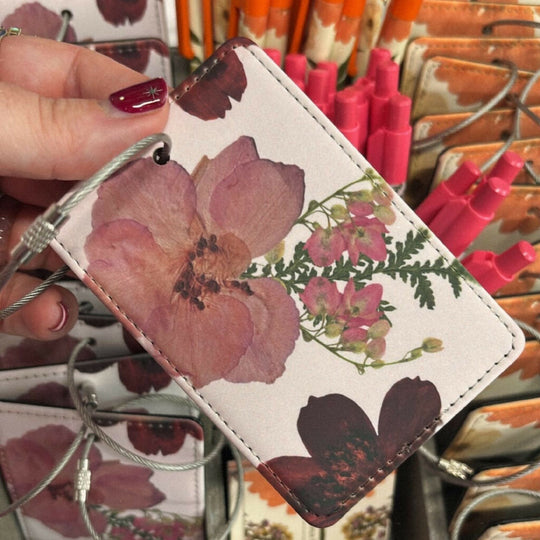 Pink wednesdays travel luggage tag, vegan leather