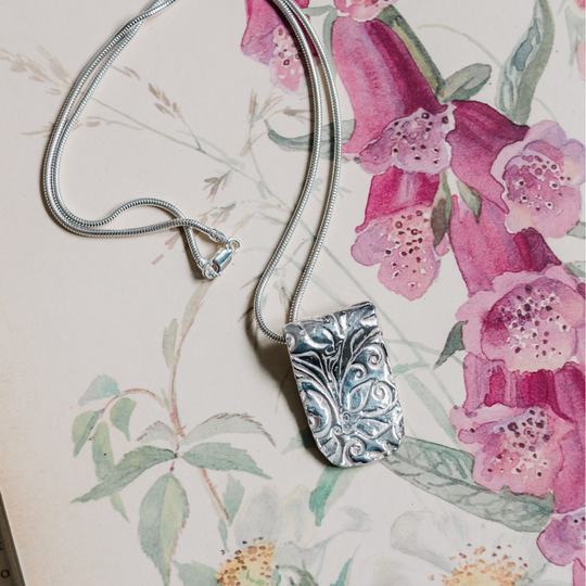 Silver Floral Scroll Necklace