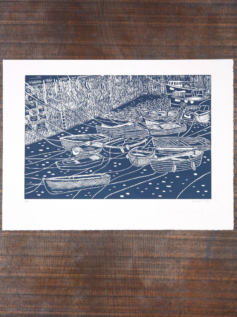 Low Tide Mevagissey, Limited Edition Lino Print