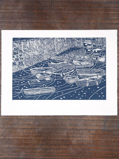 Low Tide Mevagissey, Limited Edition Lino Print