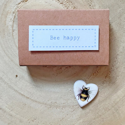 Porcelain Matchbox Token Bee Happy