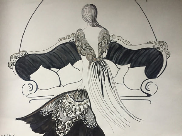 Lady with Cape B & W