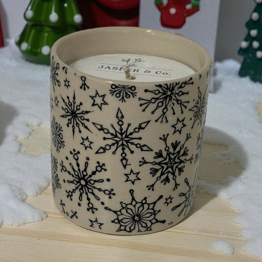 Snowflake Stoneware Essential Oil Candle