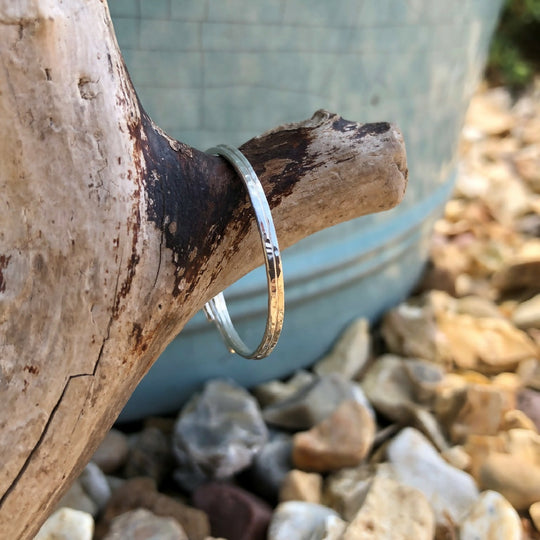 Recycled Sterling Silver Hammered Hoop Earrings