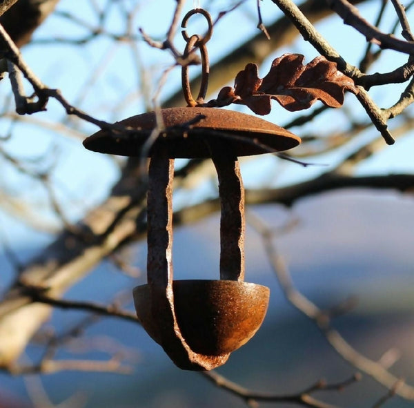 Hand-forged Hanging Bird Feeder. Garden Sculpture