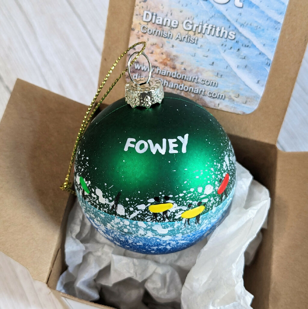 Hand Painted Bauble in Green - Customise Text