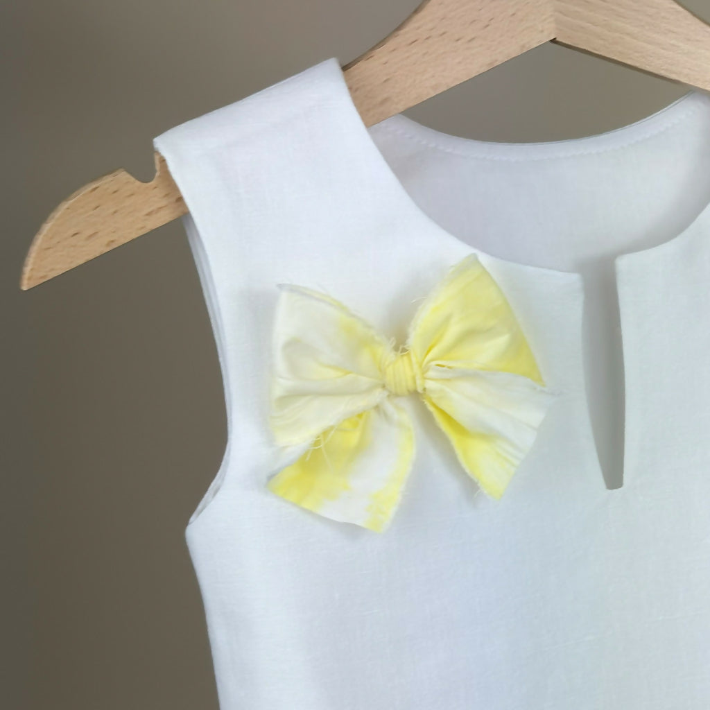 V-neck Girls Top with Yellow Ribbon Feature
