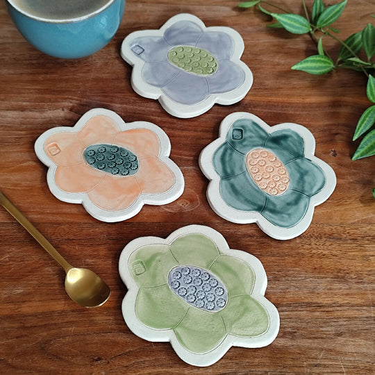 Daisy Flower Shaped Ceramic Coaster