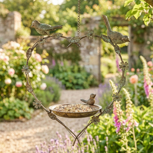 Vintage Style Hanging Heart Outdoor Garden Bird Feeder