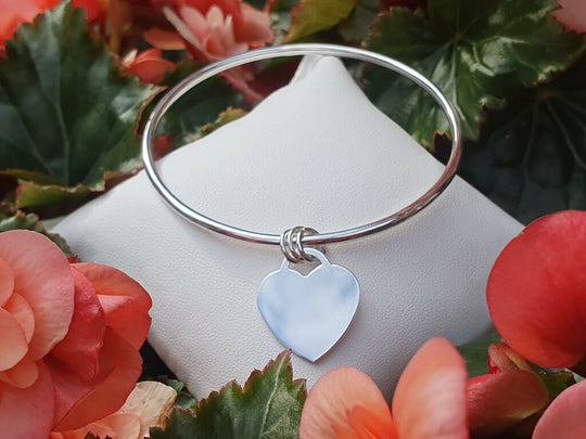 The Elegance Bangle | Sterling Silver Braid Heart Bangle