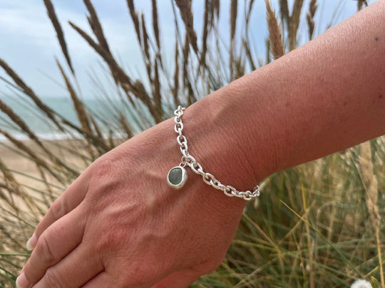 Aqua Green Seaglass chunky chain bracelet