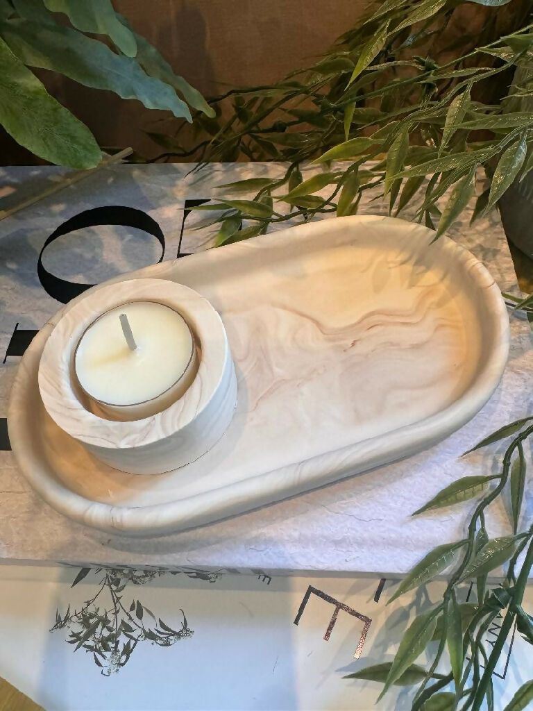 Coffee Swirl Candle Tray with Tealight