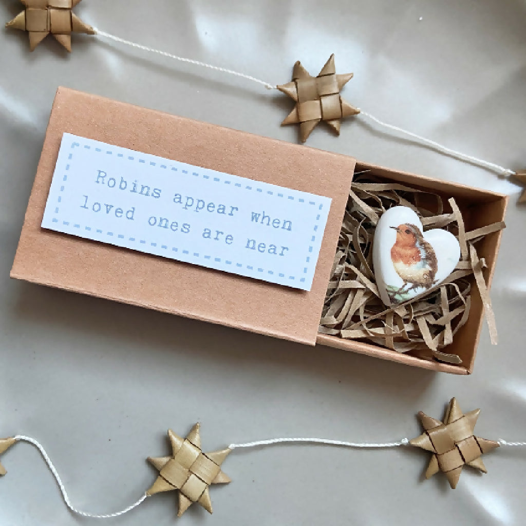 Porcelain Matchbox Token Robins Appear When Loved Ones Are Near
