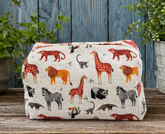 Handmade Wildlife Boxy  Fabric Washbag 