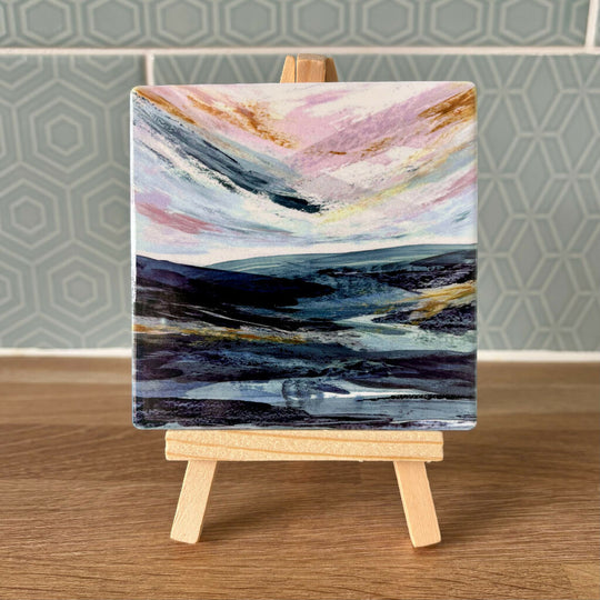 'After the Light Fades’ Ceramic Tile with Wooden Easel