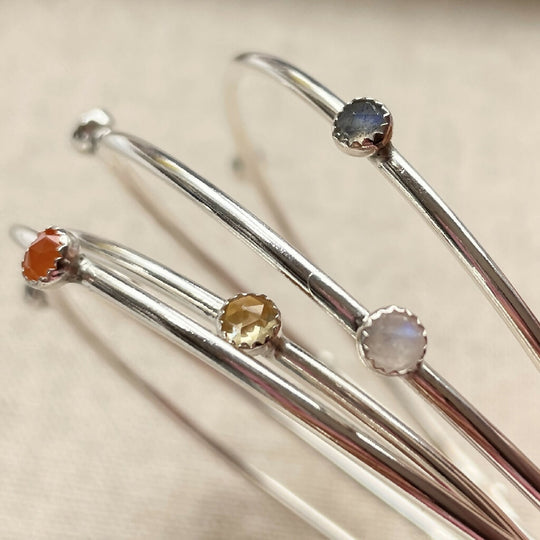 Gemstone Stacking Bangles recycled SIlver Bracelet