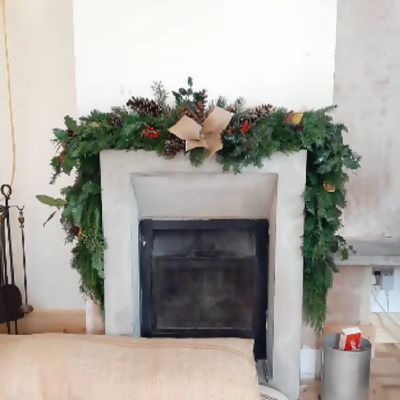 Christmas garland made from Fresh Evergreen Branches & Natural Decorations