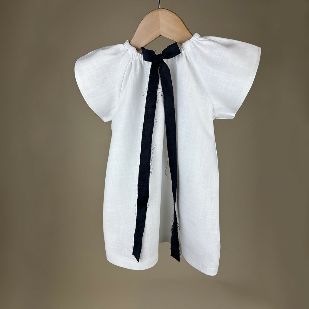 Tunic Linen Dress with Black Ribbon
