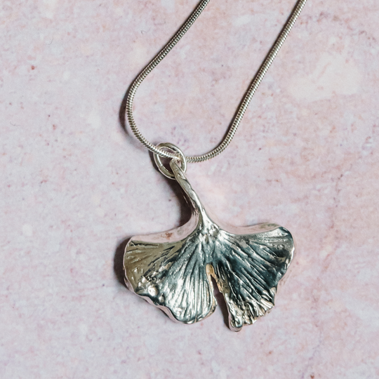 Silver Ginkgo Leaf Necklace