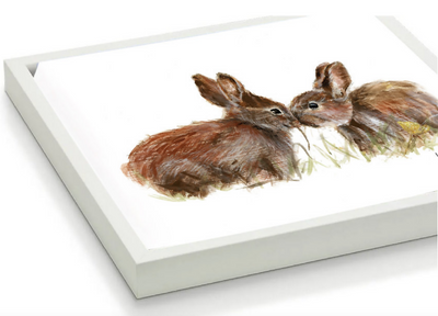 Limited Edition Hand Embellished Canvas Print of Hazel and Bluebell Bunnies