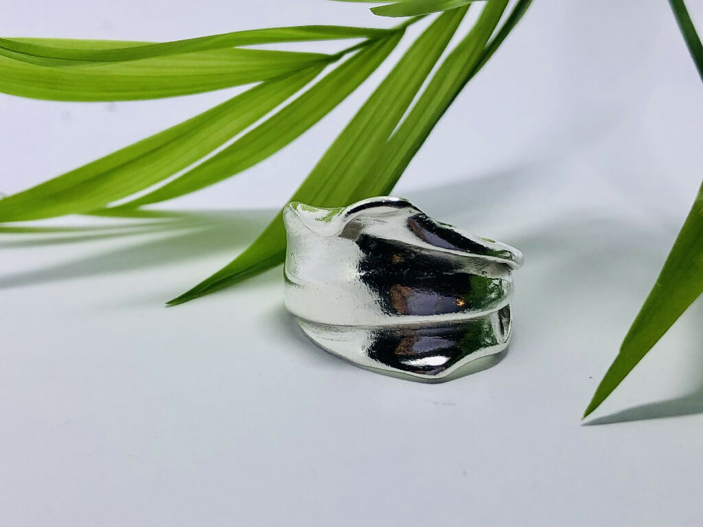 One of a Kind, Silver Statement Ring part of the 'Fluid' Collection