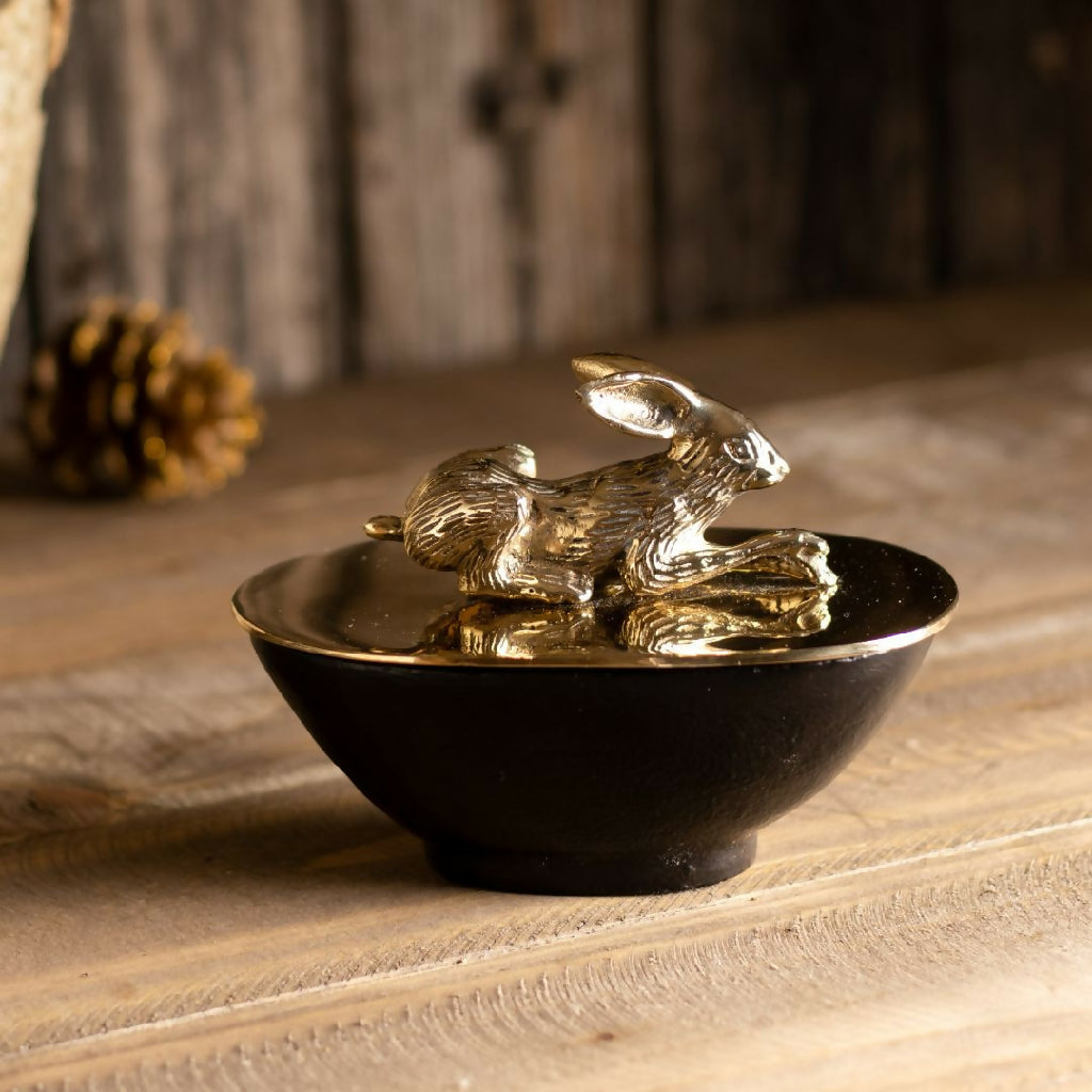 Vitus Hare Decorative Bowl with Solid Brass Lid