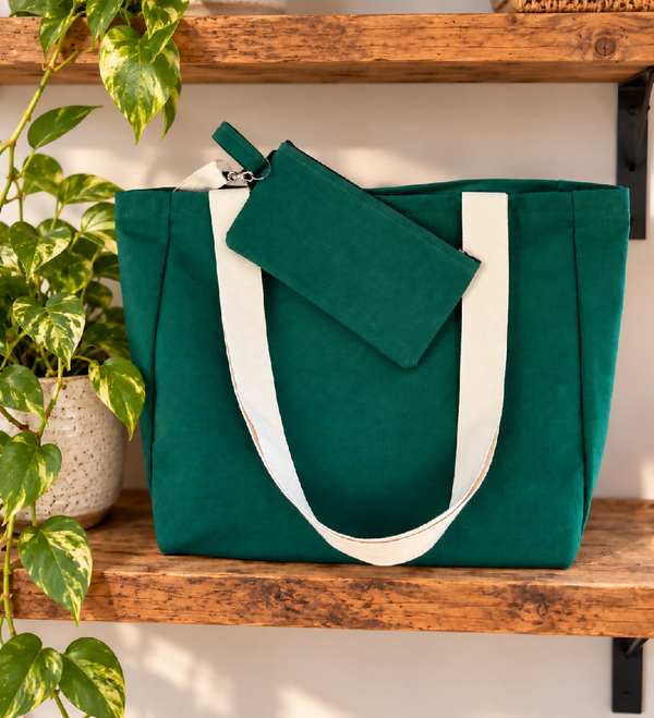 Handmade Green Fabric Tote Bag