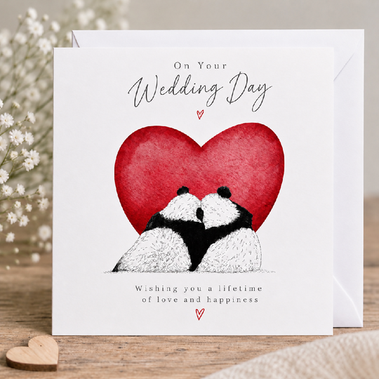 Hand Illustrated Panda Wedding Card – A Beautiful Wedding Congratulations Card Inspired by Wildlife