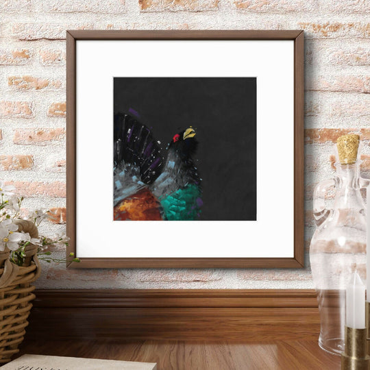 Highland Call Capercaillie Giclee Fine Art Print with Green Background