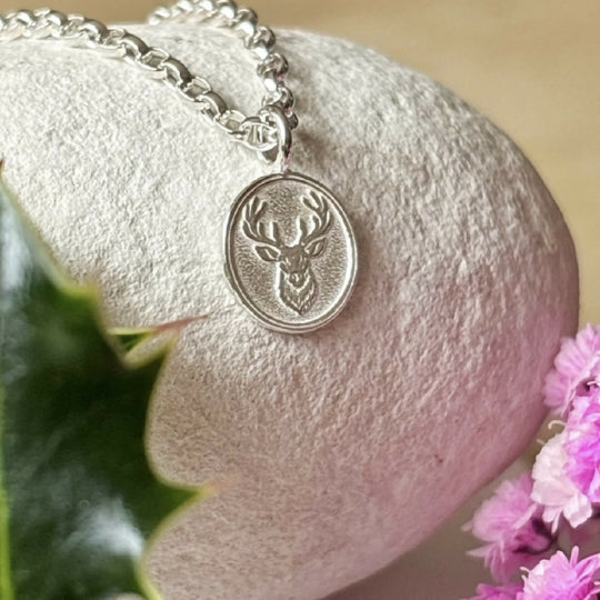 Silver Stag Charm Necklace