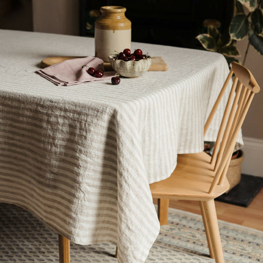 Striped Linen Tablecloth